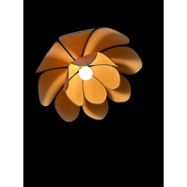 Large vintage pendant light in the shape of a double-corolla lotus flower 55cm diameter Textured outer corolla, smooth...