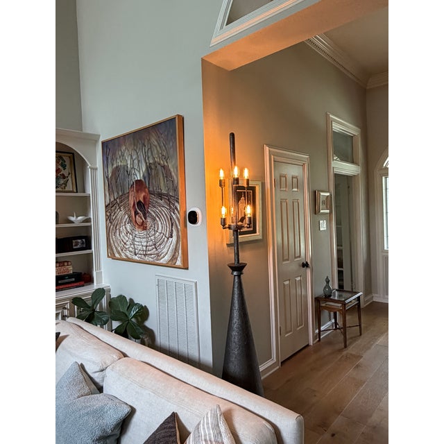 1960s Monumental 7 Ft Brutalist Sculptural Floor Lamp | Hand-Fabricated Textured Metal | Architectural Statement | 90 LBS For Sale - Image 10 of 18