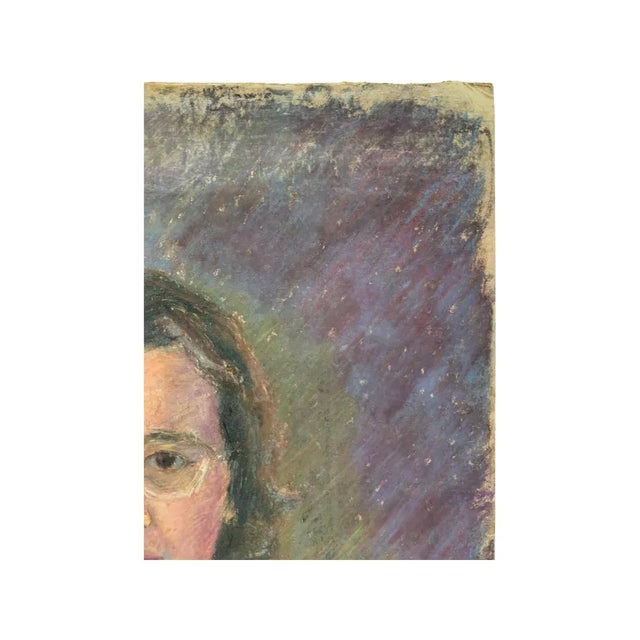 Mid 20th Century Mid 20th Century Pastel Portrait Drawing "Woman in Black" For Sale - Image 5 of 10