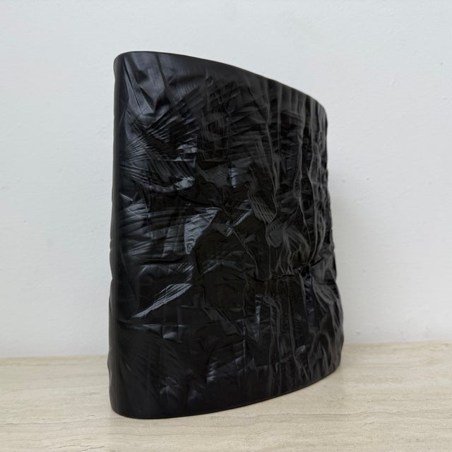 Bisque Black Porcelain Paper Relief Vase by Martin Freyer for Rosenthal, 1970s For Sale - Image 13 of 17