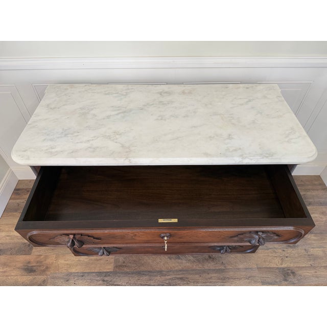 Wood Antique Mid-19th Century Walnut Marble-Top Chest For Sale - Image 7 of 17