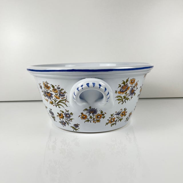 Large Hand-Painted Earthenware Salad Bowl by Mousiter, 1950s For Sale - Image 3 of 11
