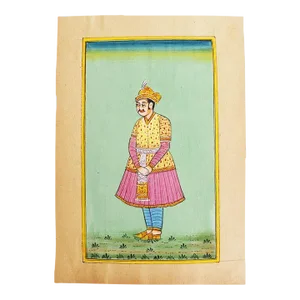 Rajasthani Hand Painted Indian Portrait Painting of a Man in Traditional Dress