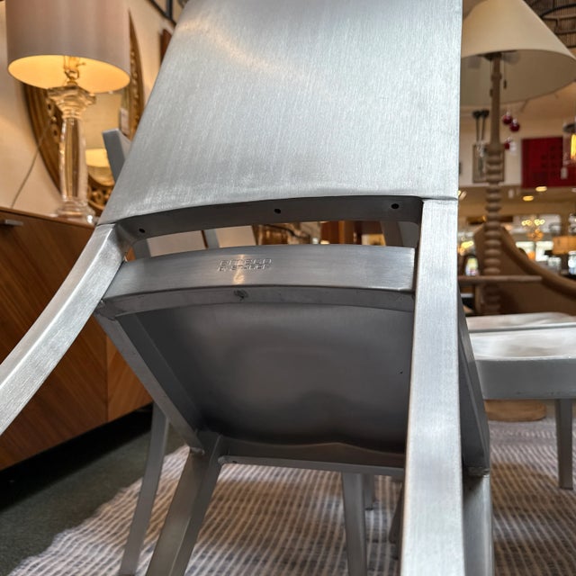 Phillippe Starch for Emeco Hudson Brushed Aluminum Side Chairs, Set of Six For Sale - Image 11 of 12