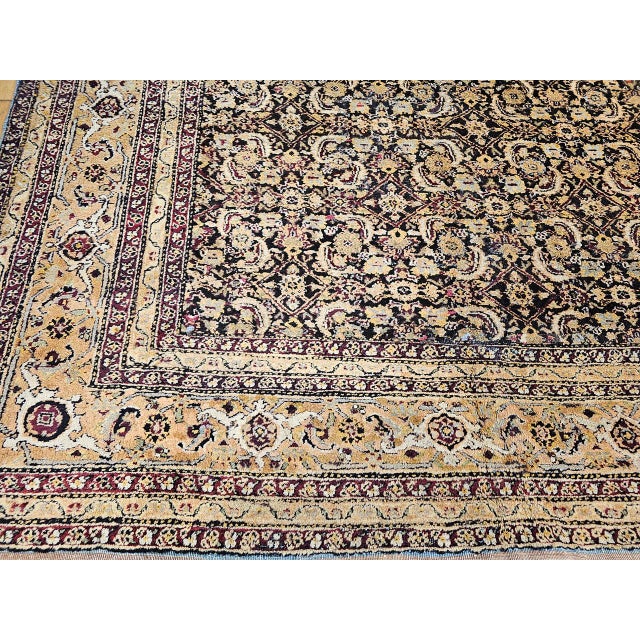 Late 19th Century Indian Agra Rug, Handwoven Wool Pile, Herati Design, 11' x 13' For Sale - Image 12 of 17
