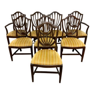 Late 20th Century Ethan Allen Hepplewhite Dining Chairs - Set of 8 For Sale