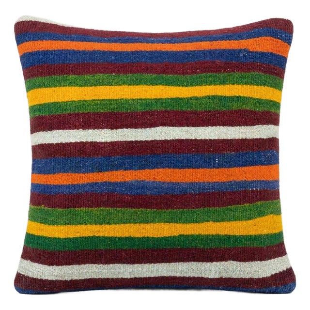 Tribal Wool Rug Pillow Cover 20'' X 20'' For Sale