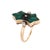 Finely detailed vintage Art Deco chrysoprase, onyx & diamond ring (circa 1925 to 1930s) crafted in 14k yellow gold. Carved...