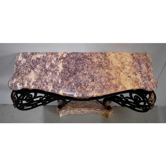 Wrought Iron & Marble Console Table, 1940s For Sale - Image 4 of 18