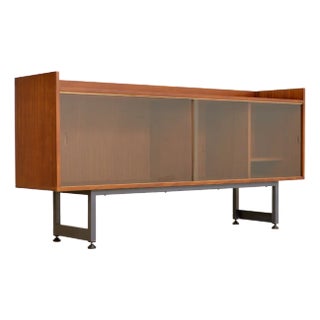 Slim Mid Century 1970s Vinyl Record Media Unit Tv Stand For Sale