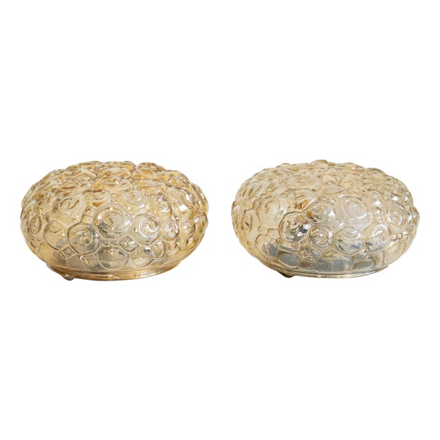 Vintage Bubble Glass Flush Mounts attributed to Helena Tynell, 1960s, Set of 2 For Sale