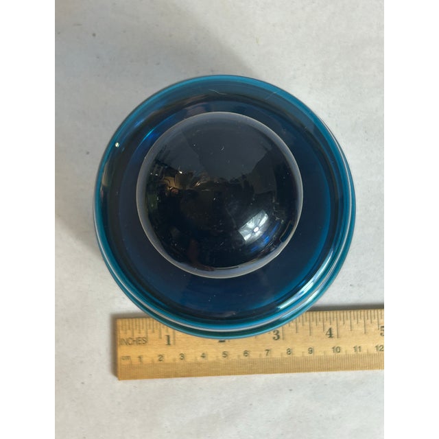 Vintage 1960’s Lidded Jar Attributed to Bertil Vallien MCM Blue Series Art Glass Kosta Boda Swedish For Sale In Orlando - Image 6 of 11