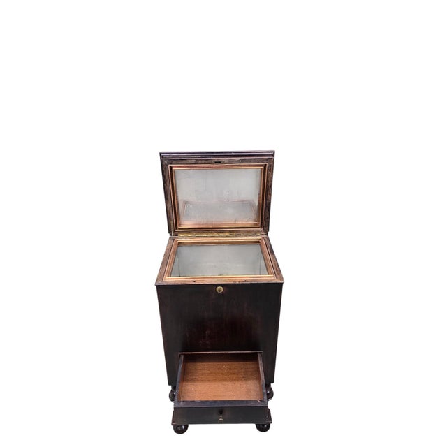 Wood Antique English Mahogany Smoking Cabinet With Glass-Lined Humidor For Sale - Image 7 of 11