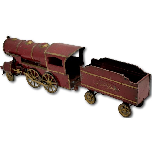 Excellent Large Early 1900s Antique American Pressed Steel Locomotive "Hill Climber" Toy Train - 25 Inches Long For Sale - Image 10 of 18