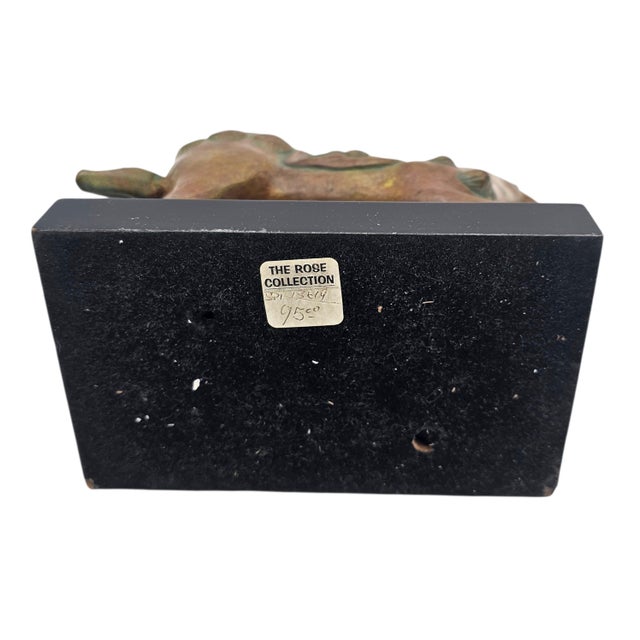 Late 20th Century Chinese Tang-Style Patinated Metal Horse Sculpture on Black Plinth For Sale - Image 13 of 17