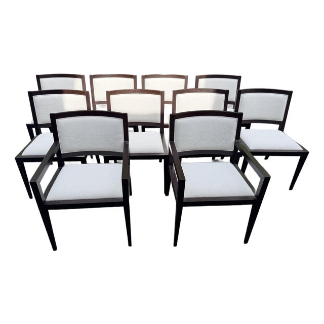 Set of 10 Bolier Custom Upholstered Dining Chairs For Sale