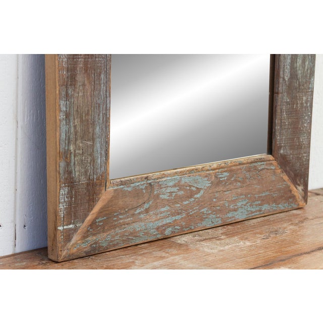 Wood Rustic Reclaimed Framed Mirror For Sale - Image 7 of 8
