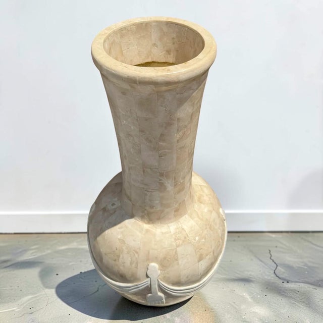 Vintage Tessellated Stone Vase With Ribbons For Sale - Image 4 of 10
