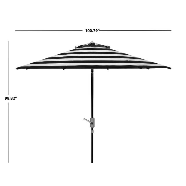 Transitional Iris Fashion Line 9Ft Round Umbrella, Black & White/Chrome Pole For Sale - Image 3 of 7