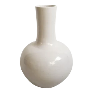 Vintage Farmhouse Modern White Long Neck Ceramic Vase