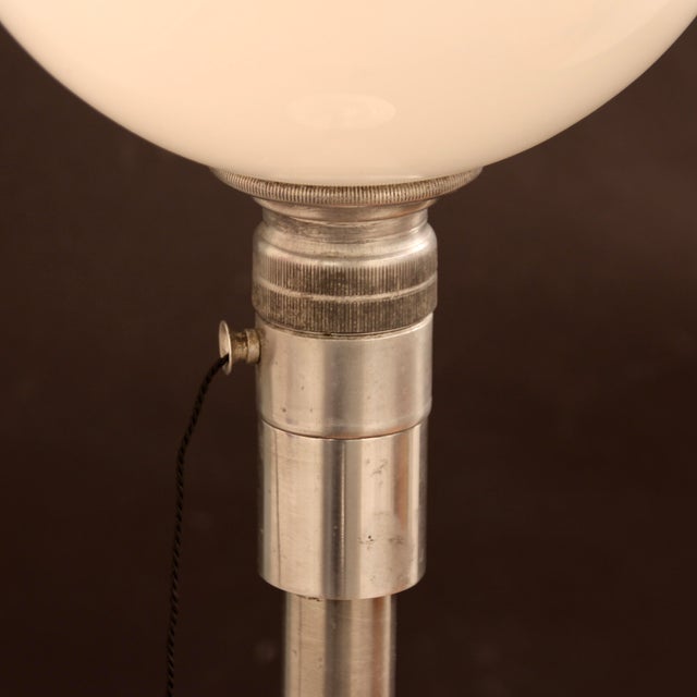 French Art Deco Metal and Opaline Glass Table Lamp from Mazda, 1930s For Sale - Image 10 of 18
