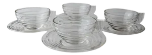 Vintage Glass Cups and Saucers, Set of 8