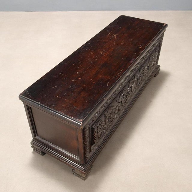 Neo-Renaissance Style Chest in Walnut-Stained Fir For Sale - Image 10 of 13