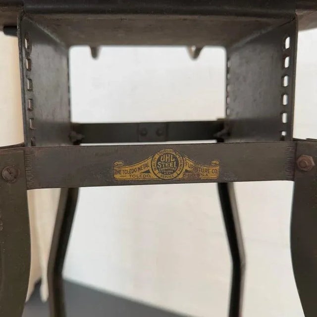 Toledo Metal Furniture Co. Industrial Height Adjustable Stool by Toledo Metal Furniture Co. For Sale - Image 4 of 9