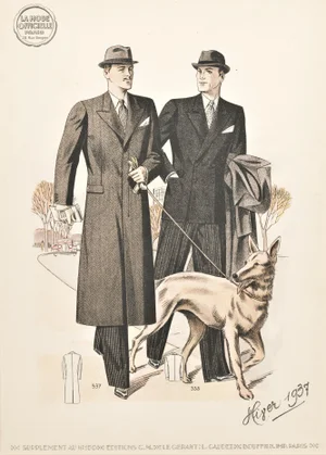 Matted French Art Deco Men's Fashion Tailoring Lithograph