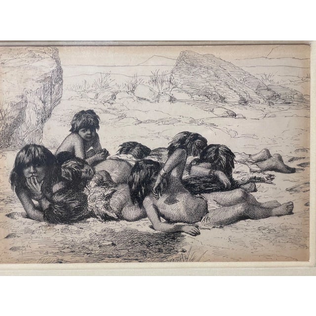 Realism Antique Jean Leon Gerome Ferris 1863-1930 Pen Ink Drawing Sketch Indian Children For Sale - Image 3 of 15