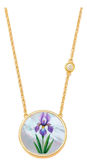 February Birth Month Flower Pendant - Iris Flower Pendant