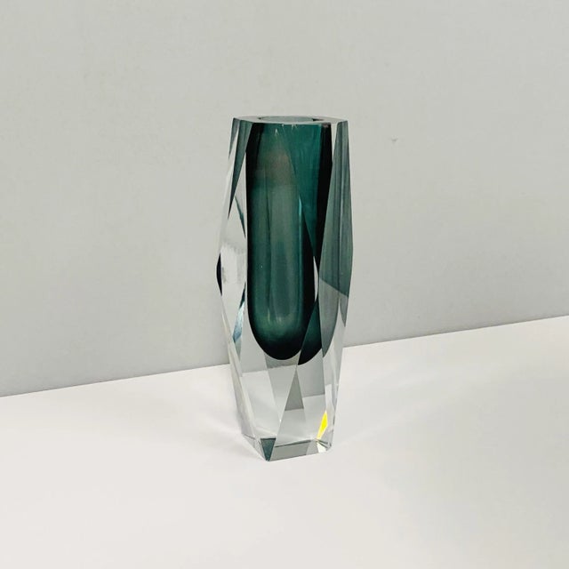 Glass Mid-Century Modern Italian Gray Murano Glass Vase, 1970s For Sale - Image 7 of 13