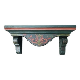 Painted Wood Shelf with Coat Rack For Sale