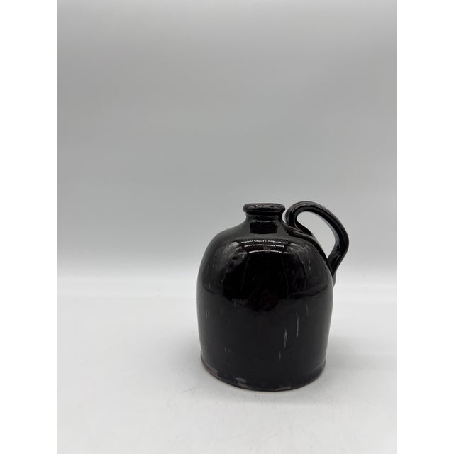 Mid 19th Century A Fine Antique Pennsylvania Folk Art Redware Handled Jug With an Albany Glaze, 1870's For Sale - Image 5 of 14