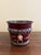 French Neoclassical Burgundy & Gold Tole Cachepot With Brass Lion Heads For Sale - Image 4 of 8