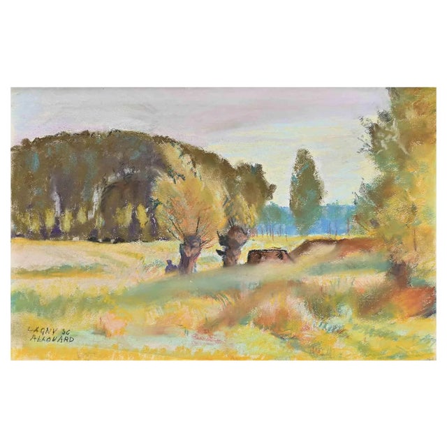Paul Alouard-Carny, Landscape in Lagny, Original Drawing, 1936 For Sale