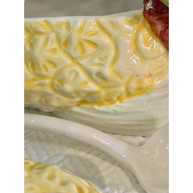 1980s 2006 Vietri Italy Bunny “Botanical Animals Collection” Rabbit Tureen With Lid and Ladle For Sale - Image 5 of 12