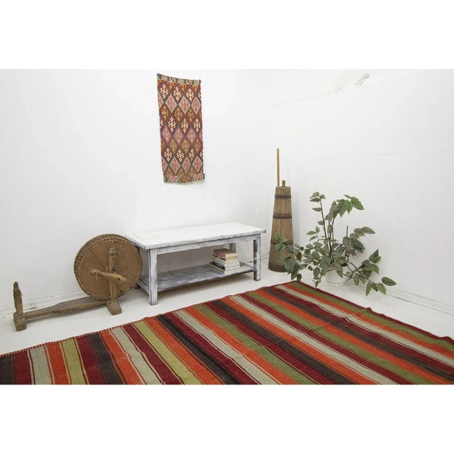 Colorful Striped Vintage Kilim Rug For Sale In Los Angeles - Image 6 of 7