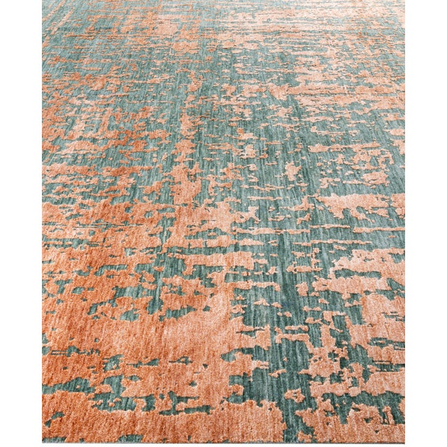 Solo Rugs Ikat, One-of-a-Kind Hand-Knotted Area Rug - Green, 9' 2" x 12' 4" For Sale - Image 4 of 8