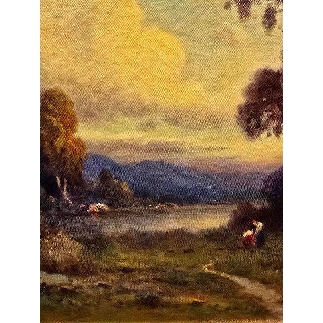 Sky Blue Alexis Matthew Podchernikoff "Picnic by the Pond" Santa Barbara Sunset - Monumental 1920s Oil Painting For Sale - Image 8 of 13