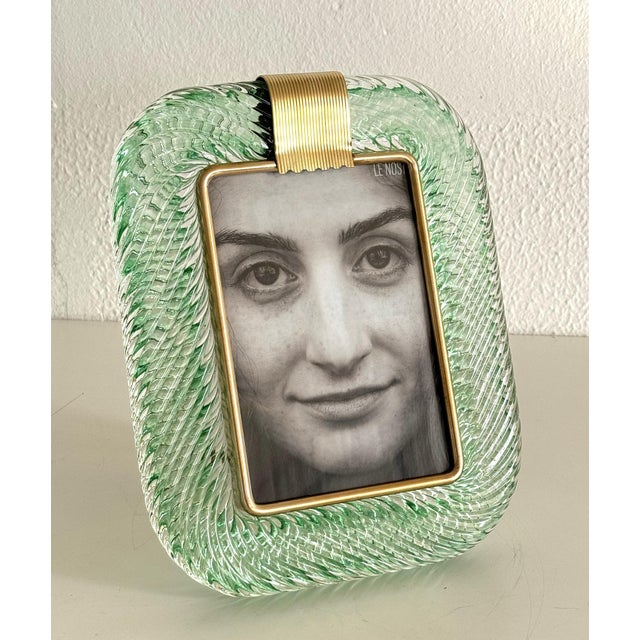 Italian Murano Twist Glass Picture Frame in Green, 1990s For Sale - Image 9 of 11