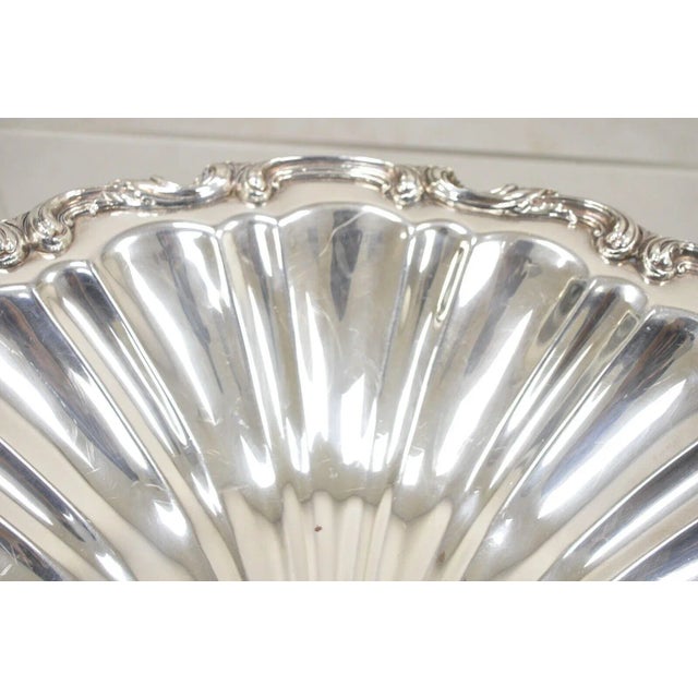 Metal Vintage W & Sb English Regency Style Silver Plated Large Scallop Clam Shell Serving Dish For Sale - Image 7 of 12