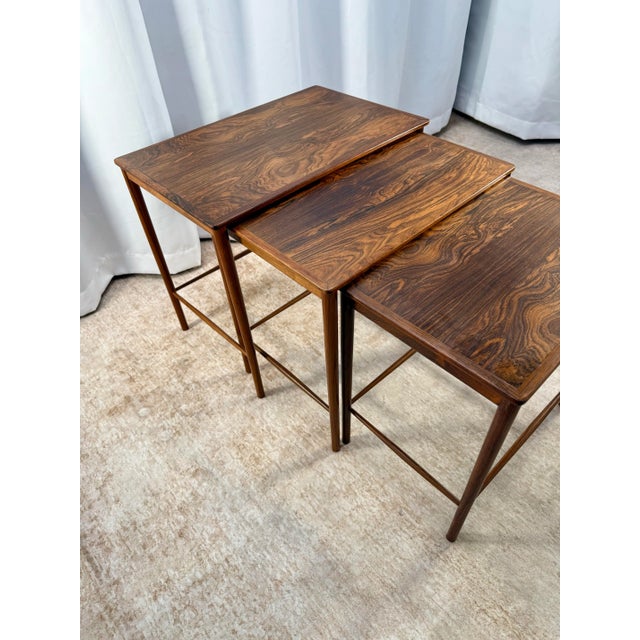 Poul Jeppesen 1960s Danish Modern Rosewood Nesting Tables by Poul Jeppesen – Set of 3 For Sale - Image 4 of 12