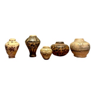 15th Century Thai Sawankhalok Ceramic Vessels - a Set of 5 For Sale