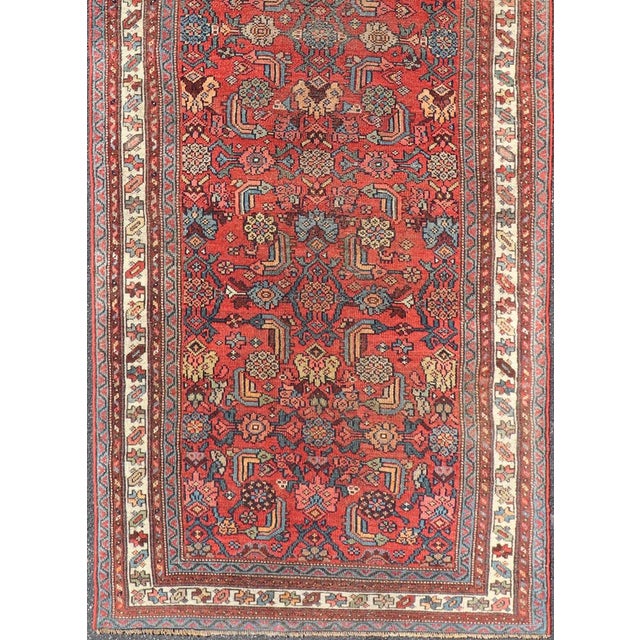 Measures: 3'7 x 10'6 Antique Persian Bidjar Runner with Red Field and Tribal Geometric Design. Keivan Woven Arts/...