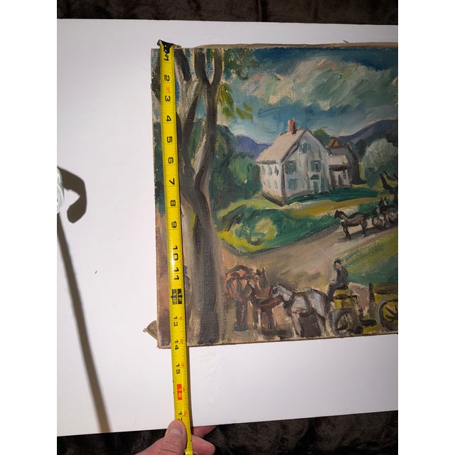 Beautiful Wpa Social Realism Style Vintage Landscape Painting For Sale - Image 14 of 17