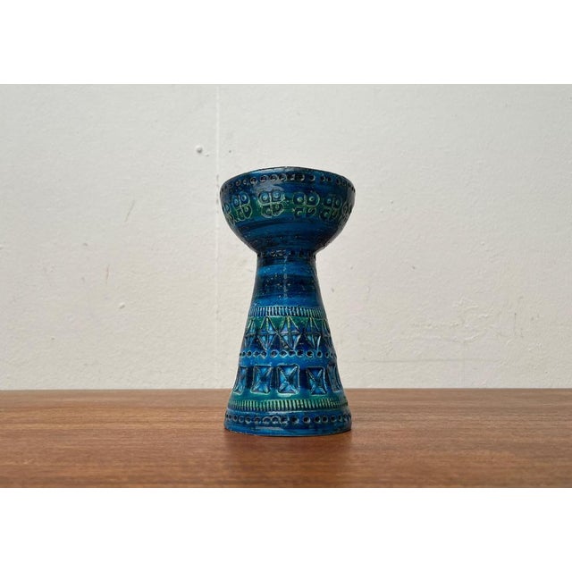 Mid-Century Rimini Blu Pottery Candleholder by Aldo Londi for Bitossi, Italy, 1960s For Sale - Image 14 of 14