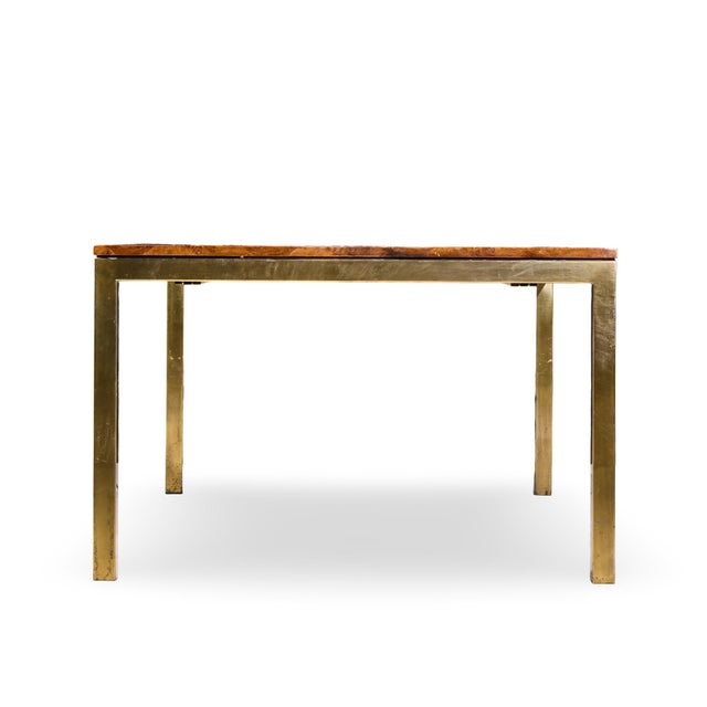 Mid 20th Century Tomlinson Mid Century Burlwood and Brass Expanding Dining Table With 2 Leaves For Sale - Image 5 of 13