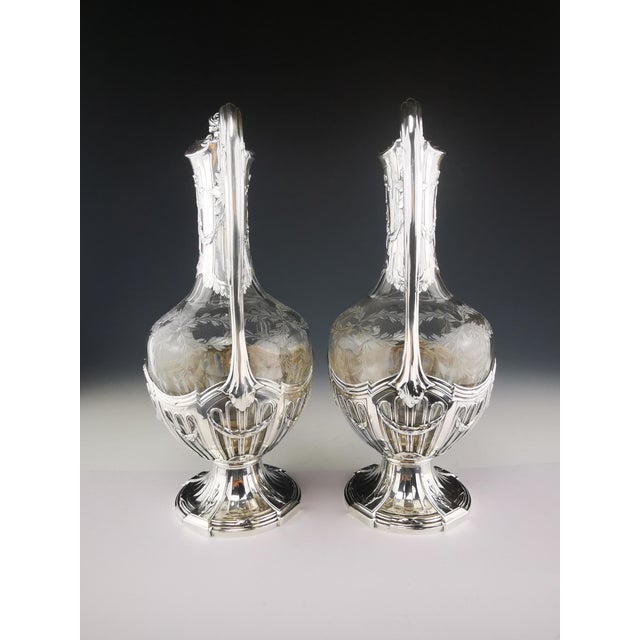 Crystal Ewers in Silver, 1890s, Set of 2 For Sale - Image 5 of 17