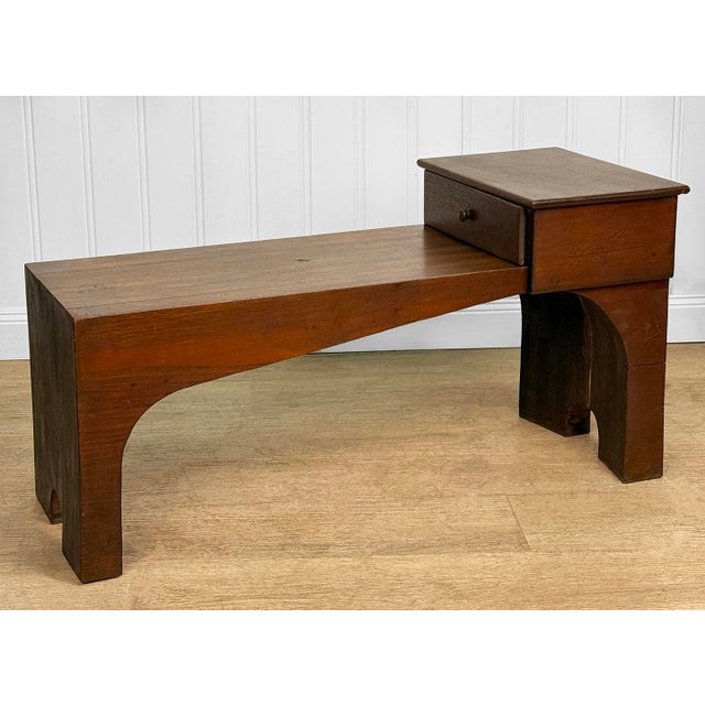 Vintage Farmhouse Butcher Block Elongated Side Table For Sale - Image 6 of 14